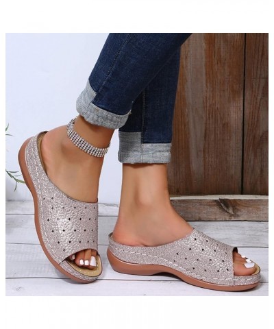 Women Platform Sandals Fashion Shoes Flops Shoes for Women Flip Strap Summer Buckle Sandals Women's Wedges 8 Pink $14.11 Sandals