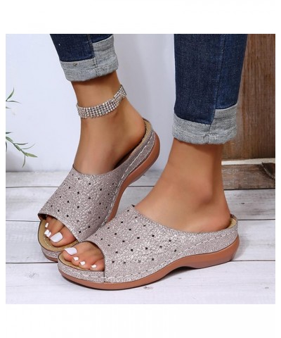 Women Platform Sandals Fashion Shoes Flops Shoes for Women Flip Strap Summer Buckle Sandals Women's Wedges 8 Pink $14.11 Sandals