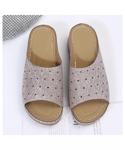 Women Platform Sandals Fashion Shoes Flops Shoes for Women Flip Strap Summer Buckle Sandals Women's Wedges 8 Pink $14.11 Sandals