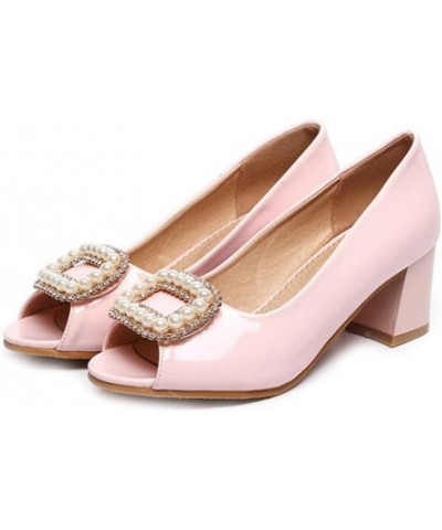 Women Sandals with Peep Toe and Chunky Heel Comfortable Working Shoes with Plus Pink $23.59 Pumps