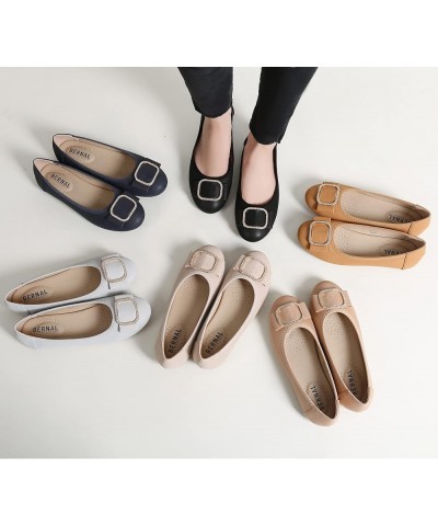 Women's Comfortable Flat Shoes - Round Toe Classic Cute Bow Metal Buckle Slip on Ballet Flats Gold $13.25 Flats