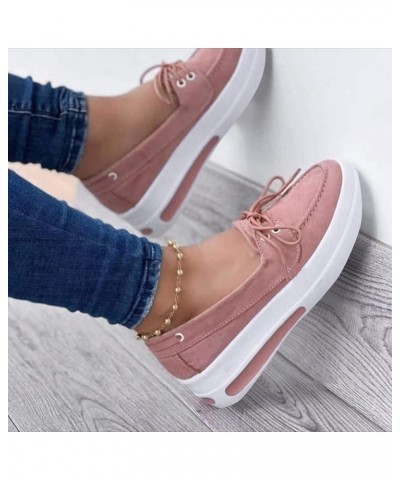 Solid Shoes Platform Casual Ladies Wedge Color Fashion Lace-Up Suede Women's Casual Brown Womens Shoes Casual (Pink, 8) 7.5 P...