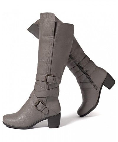 Women's Knee High Boots with Chunky Heel, Pointed Toe, Comfortable and Fashionable for Fall and Winter Wear For Women. Taupe ...