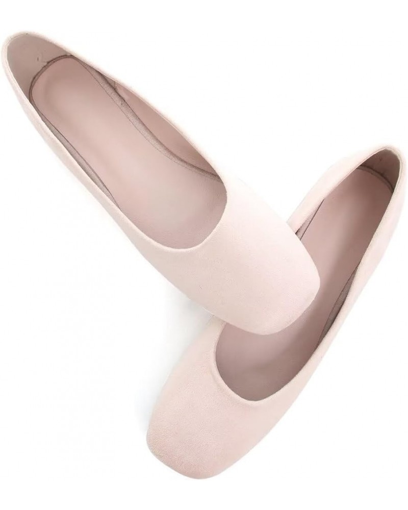 Ballets Flats for Women Square Toe Slip on Comfortable Flat Shoes Walking Dress Flats Loafers A Apricot $17.70 Flats