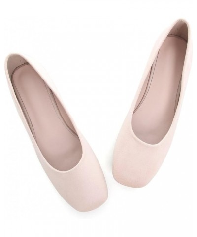 Ballets Flats for Women Square Toe Slip on Comfortable Flat Shoes Walking Dress Flats Loafers A Apricot $17.70 Flats