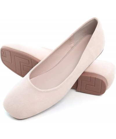 Ballets Flats for Women Square Toe Slip on Comfortable Flat Shoes Walking Dress Flats Loafers A Apricot $17.70 Flats