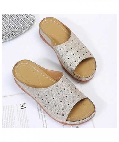 Women's Platform Slippers for Indoor and Outdoor Casual, ummer Comfortable Peep Toe Slippers Trendy Breathable Strappy Wedge ...