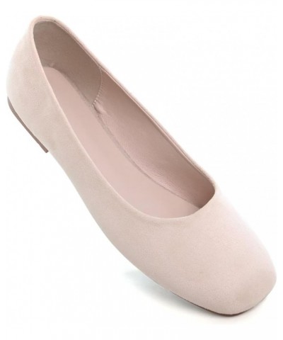 Ballets Flats for Women Square Toe Slip on Comfortable Flat Shoes Walking Dress Flats Loafers A Apricot $17.70 Flats