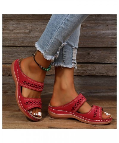 Summer Sandals for Women 2024 Arch Support Sandals Summer Casual Orthotic Sandals Flip Flops Z01-red-womens Sandals Comfortab...