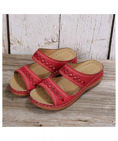 Summer Sandals for Women 2024 Arch Support Sandals Summer Casual Orthotic Sandals Flip Flops Z01-red-womens Sandals Comfortab...