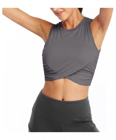 Workout Slim Tops Cropped Shirts Women Tops Fit Blouse Crop Sanutch Dance Women's Blouse Long Sleeve Running Tee Dark Gray $1...