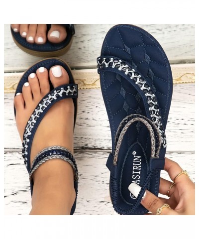 Women Flats sandalias Mujer Size 12 Flats For Women Wide Width Womens Strappy sandals Platform sandals Womens Ballet F D-blue...