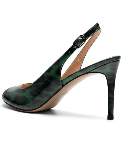 Women's Slingback Peep Toe High Heel Pumps Stiletto Heel Shoes for Party Wedding Evening Night 3.5 Inch Leopard Green $29.59 ...