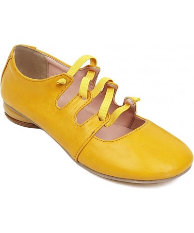 Women's Girls Mary Janes Ballet Flats Round Toe Comfort Elastic Slip On Ballerina Dress Walking Shoes Yellow $22.68 Flats