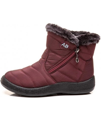 Women Winter Waterproof Snow Boots 35-43, Female Plush Side Zipper Shoes Anti-Slip Warm Ankle Boots Plus Size Red 40 $23.59 B...