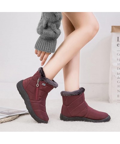 Women Winter Waterproof Snow Boots 35-43, Female Plush Side Zipper Shoes Anti-Slip Warm Ankle Boots Plus Size Red 40 $23.59 B...