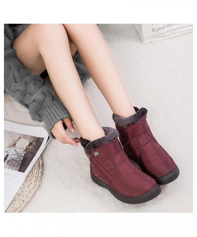 Women Winter Waterproof Snow Boots 35-43, Female Plush Side Zipper Shoes Anti-Slip Warm Ankle Boots Plus Size Red 40 $23.59 B...