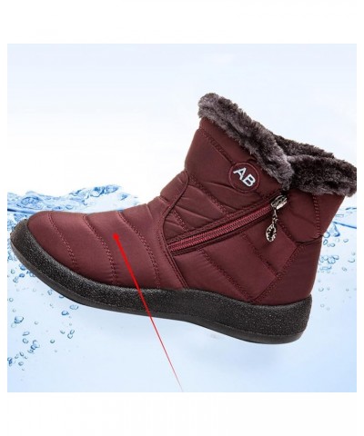 Women Winter Waterproof Snow Boots 35-43, Female Plush Side Zipper Shoes Anti-Slip Warm Ankle Boots Plus Size Red 40 $23.59 B...