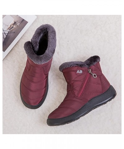 Women Winter Waterproof Snow Boots 35-43, Female Plush Side Zipper Shoes Anti-Slip Warm Ankle Boots Plus Size Red 40 $23.59 B...