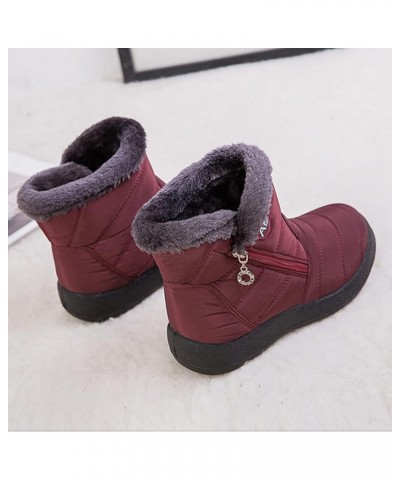 Women Winter Waterproof Snow Boots 35-43, Female Plush Side Zipper Shoes Anti-Slip Warm Ankle Boots Plus Size Red 40 $23.59 B...