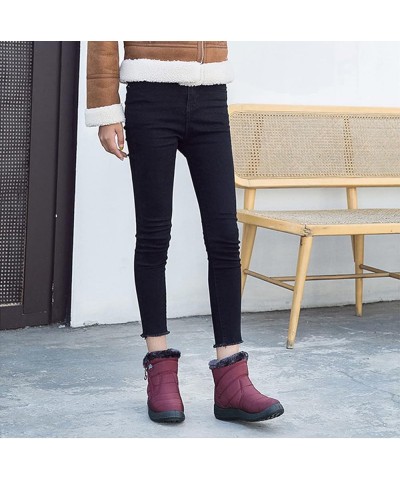 Women Winter Waterproof Snow Boots 35-43, Female Plush Side Zipper Shoes Anti-Slip Warm Ankle Boots Plus Size Red 40 $23.59 B...