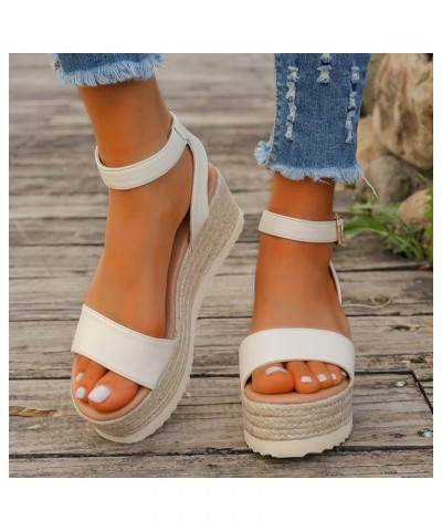 Sandals Women Platform Espadrille Sandals Block Heels Chunky Open Toe Strappy Beach Slipper Sandals 133-zoxro-white6 $20.13 S...