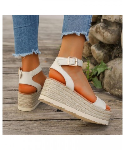 Sandals Women Platform Espadrille Sandals Block Heels Chunky Open Toe Strappy Beach Slipper Sandals 133-zoxro-white6 $20.13 S...