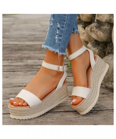 Sandals Women Platform Espadrille Sandals Block Heels Chunky Open Toe Strappy Beach Slipper Sandals 133-zoxro-white6 $20.13 S...