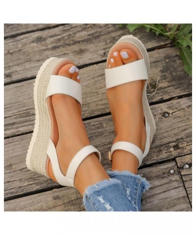 Sandals Women Platform Espadrille Sandals Block Heels Chunky Open Toe Strappy Beach Slipper Sandals 133-zoxro-white6 $20.13 S...