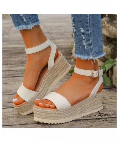 Sandals Women Platform Espadrille Sandals Block Heels Chunky Open Toe Strappy Beach Slipper Sandals 133-zoxro-white6 $20.13 S...