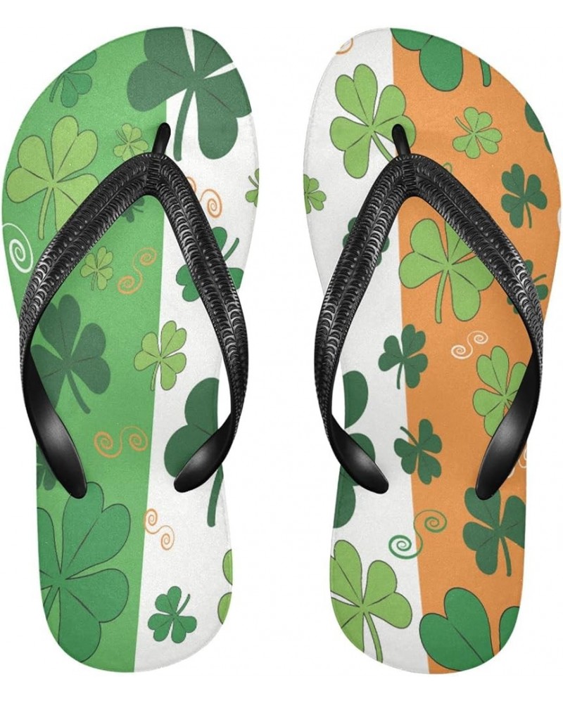 St Patrick's Day Shamrocks Womens Flip Flops Irish Flag Clover Green Leaves Summer Beach Sandals Casual Thong Slippers Comfor...