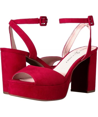 Women's Theresa Patent Heeled Sandal Lollipop Red Suede $25.99 Sandals