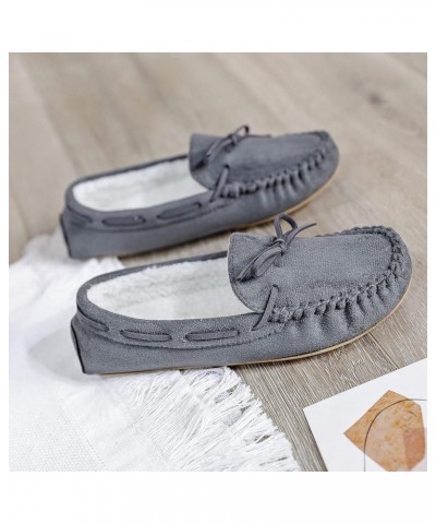 Women's House Slippers - Moccasins Slip On Soft Cozy Winter Indoor Outdoor Anti-Skid Sole Shoes. Grey 1904022-2 $12.87 Slippers