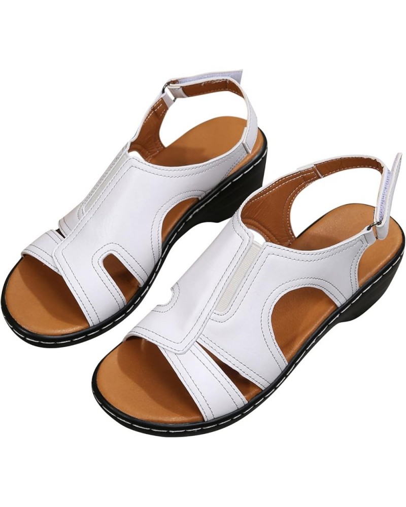 Orthotic Sandals for Women Summer Arch Support Sandals Slingback Open Toe Sandals Adjustable Walking Sandals 08-white $10.11 ...