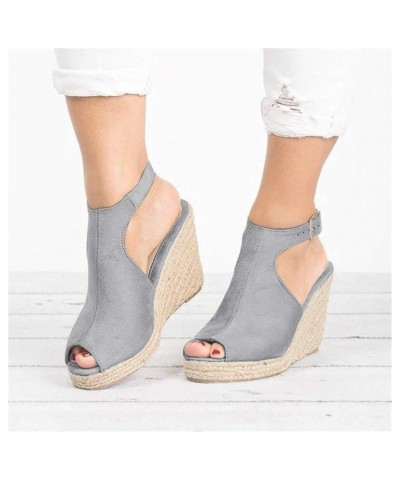 Wedge Sandals for Women, Summer Sandals for Women 2024 Trendy Espadrille Platform Sandals Shoes with Buckle Strap Grey $24.88...