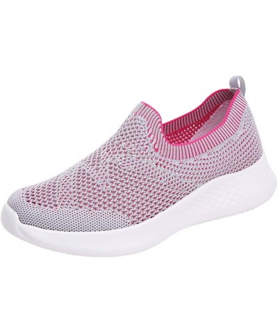 Walking Sneakers for Women Sport Women Fashion Slip-On Breathable Shoes Casual Runing Mesh Shoes Women's (Hot Pink, 6.5-7) 6 ...