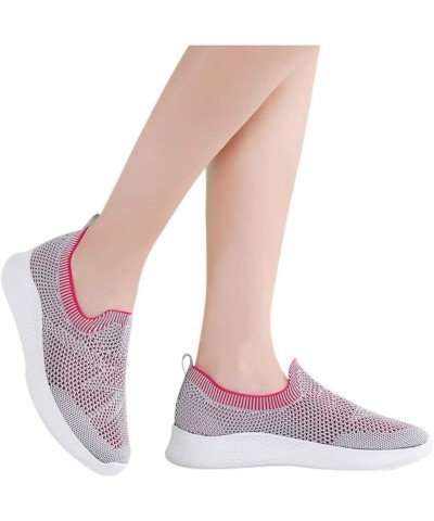 Walking Sneakers for Women Sport Women Fashion Slip-On Breathable Shoes Casual Runing Mesh Shoes Women's (Hot Pink, 6.5-7) 6 ...