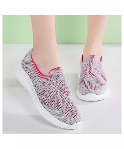 Walking Sneakers for Women Sport Women Fashion Slip-On Breathable Shoes Casual Runing Mesh Shoes Women's (Hot Pink, 6.5-7) 6 ...