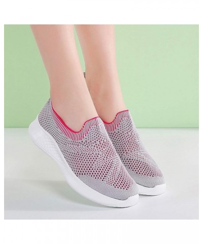 Walking Sneakers for Women Sport Women Fashion Slip-On Breathable Shoes Casual Runing Mesh Shoes Women's (Hot Pink, 6.5-7) 6 ...