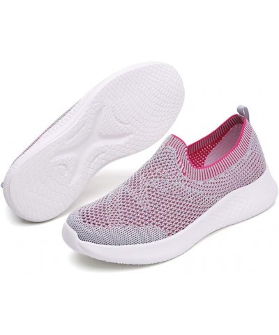 Walking Sneakers for Women Sport Women Fashion Slip-On Breathable Shoes Casual Runing Mesh Shoes Women's (Hot Pink, 6.5-7) 6 ...