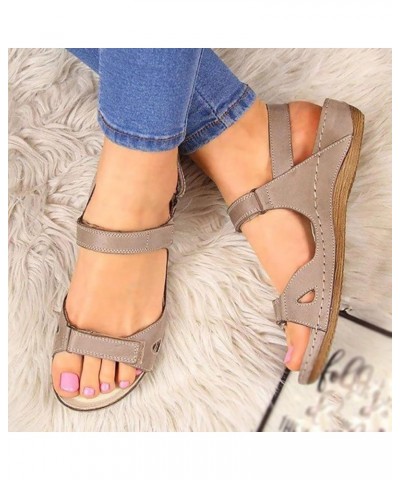 Trendy Platform Sandals For Women 2024 Orthopedic Wedge Open Toe Slip On Slingback Comfort Casual Walking Slippers Grey $10.3...