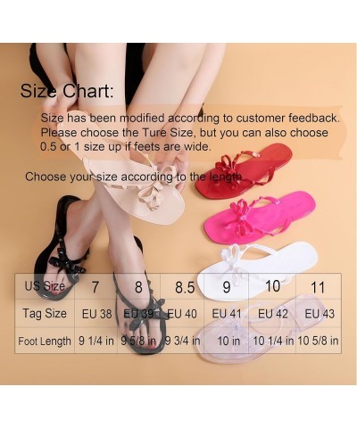 Studded Jelly Shoes for Womens Bow Flip Flops Jellies Sandals Flat Black Summer Beach Thong with Rivets Strappy Slides Slip O...