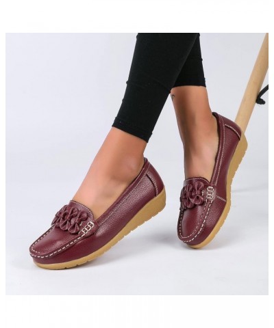 Flats Shoes, Slip On Women Comfort Walking Flat Loafers Casual Shoes Driving Loafers Walking Shoes for Women Wine $13.41 Fash...