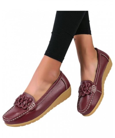 Flats Shoes, Slip On Women Comfort Walking Flat Loafers Casual Shoes Driving Loafers Walking Shoes for Women Wine $13.41 Fash...