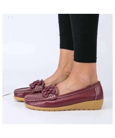 Flats Shoes, Slip On Women Comfort Walking Flat Loafers Casual Shoes Driving Loafers Walking Shoes for Women Wine $13.41 Fash...