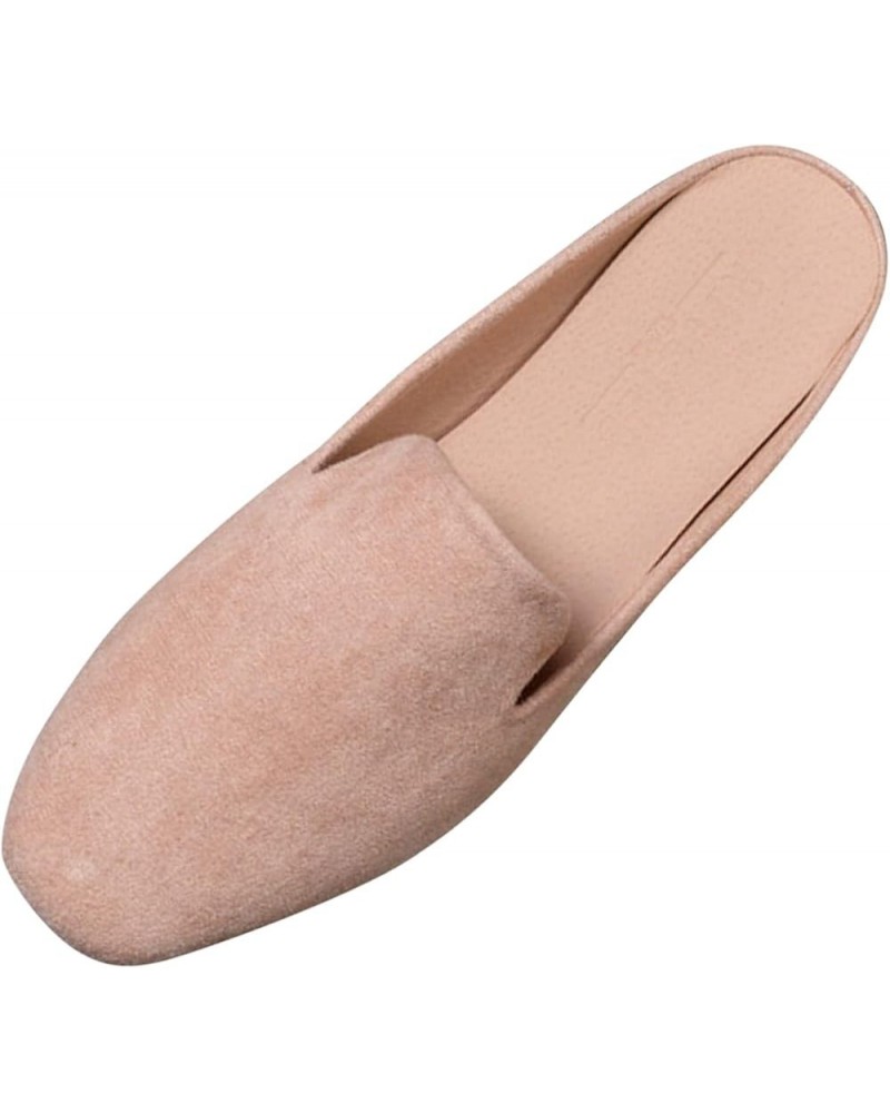 Women's Spring and Autumn New Casual Comfortable Solid Color Flat Half Slippers Casual Shoes Women Size 8 Pink $15.88 Boots