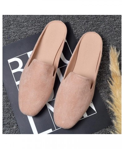 Women's Spring and Autumn New Casual Comfortable Solid Color Flat Half Slippers Casual Shoes Women Size 8 Pink $15.88 Boots