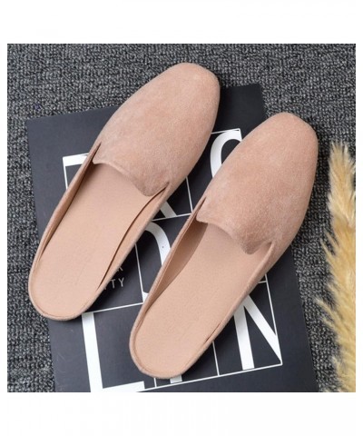 Women's Spring and Autumn New Casual Comfortable Solid Color Flat Half Slippers Casual Shoes Women Size 8 Pink $15.88 Boots