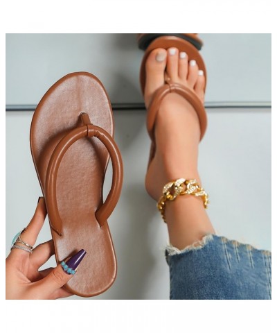 Women's Beach Thong Slippers Hollow Casual Clip Toe Slippers Flat Shoes Vintage Sandals Womens Cotton Slippers Brown $11.24 S...