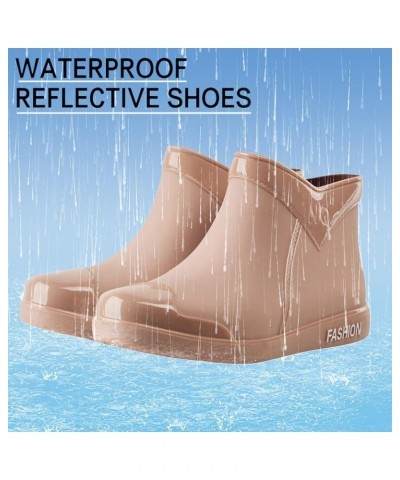 Ladies Short Rain Boots Waterproof Garden Shoes Non Slip Ladies Comfortable Insole Fashion Lightweight Ankle Rain Boots Khaki...